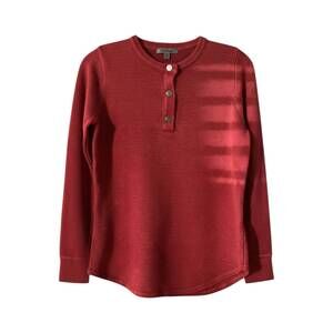NEW PBJ BLUES women's henley collar pullover in antique red